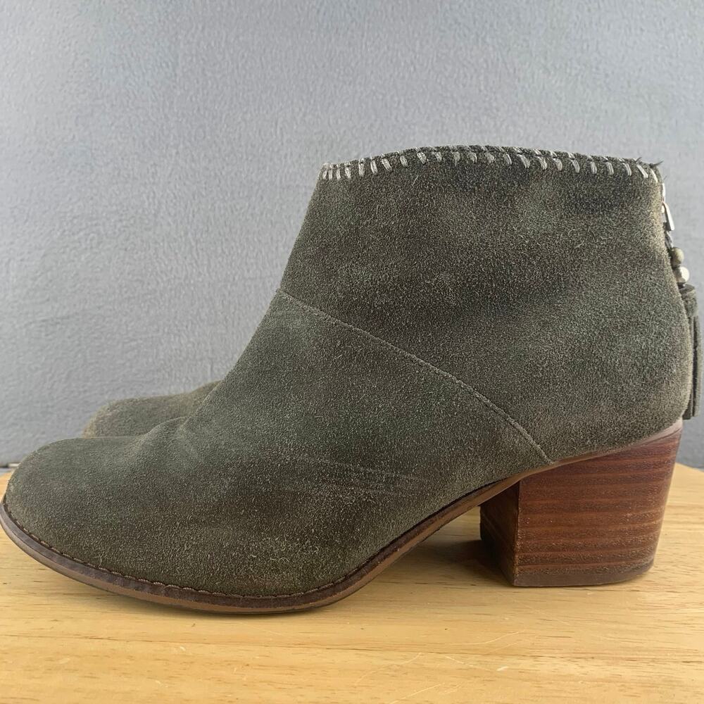 Toms Leila Ankle Bootie Gray Suede Pull On Casual Women’s Size 8 US